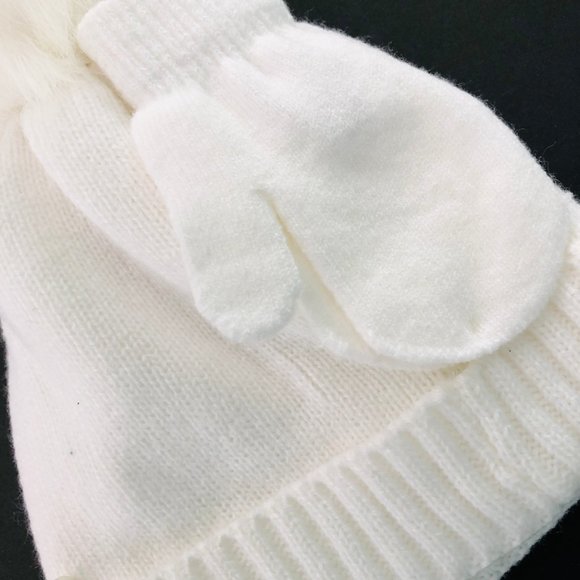NICOLE MILLER 2T-4T White Hat & Mitten Set NWT - Picture 4 of 4